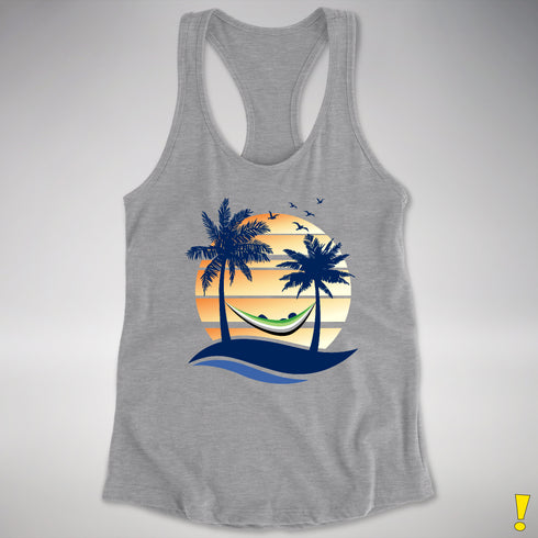 Aromantic Pride Hammock Summer Beach Sunset Racerback Tank - Heather Grey